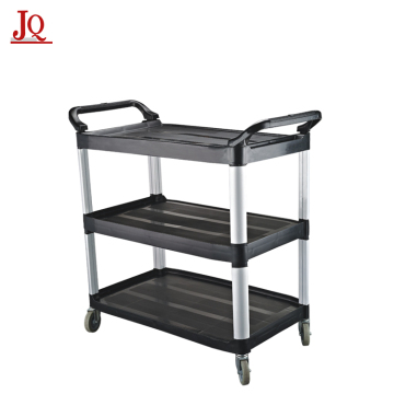Black Plastic 3 Tier Utility Trolley for Hotels, Restaurants, and Kitchens
