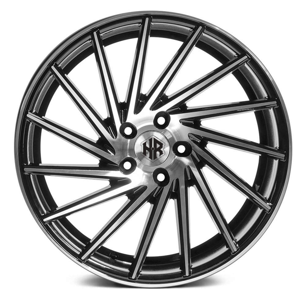 H R Tech Wheels Hr589 Gloss Black Machined Face Front