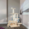 Wooden Cat Tree Tower Luxury Solid Wood Cat Scratcher Multi Level Activity Center Indoor Cats Climbing Playground Sisal Carton