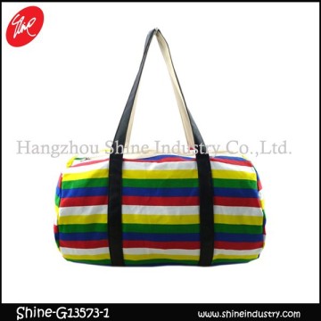 new leisure travel bag/colorful stripe shoulder bag/fashion weekender bag