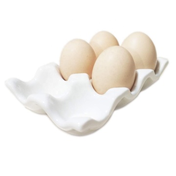Ceramic Egg Tray - Serveware Porcelain Fresh Egg Holder (6 Cup)