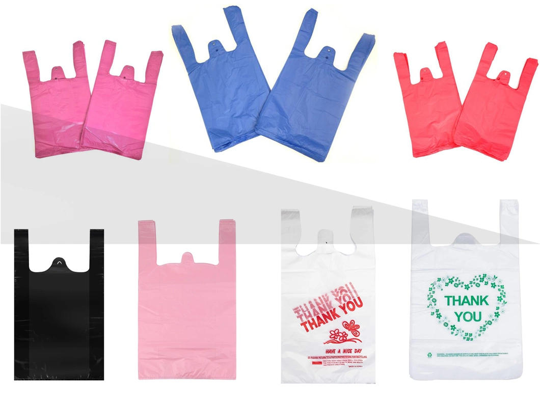 Logo and Color Customized Plastic Food Packing Vest T Shirt Red Plastic Bag for Grocery