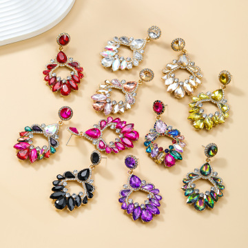 Boules d'oreilles en dangage de déclaration Brave Light Boho - Grande boucles d'oreilles géométriques de lustre en cristal coloré pour les femmes