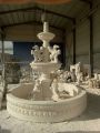 Ukuran Besar White Marble Cherb dan Horse Water Fountain