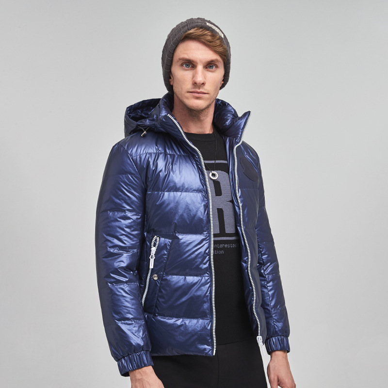 Kostengünstige Herren Glossy Puffy Jacket Großhandel Custom