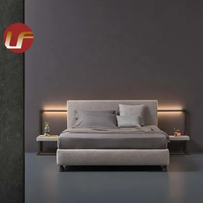 Adjustable Bedside Table with Cushion Headboard and Nightstands