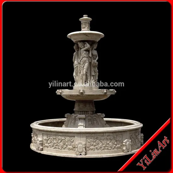 Outdoor Garden Yellow Stone Small Water Fountain With Woman Statue