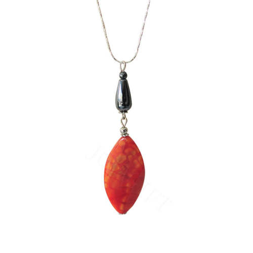 Natural Gemstone Agate Necklace with Silver Chain