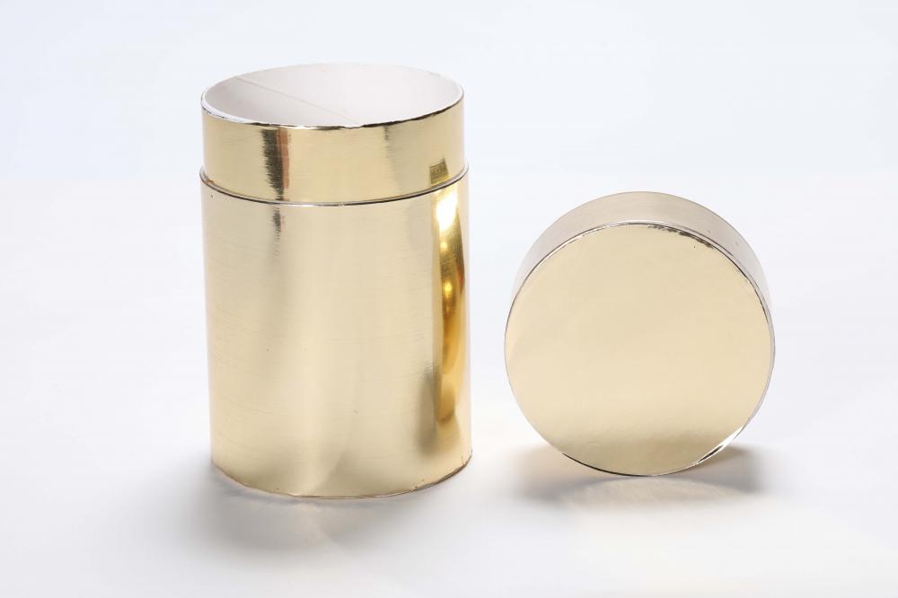 Caixa de embalagem de perfume de luxo com tubo de papel dourado