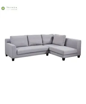 Light Grey Fabric Woon Legs Corner Sofa