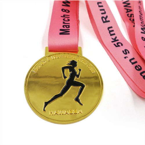 Custom Round Shape Pink Ribbon Run Medal