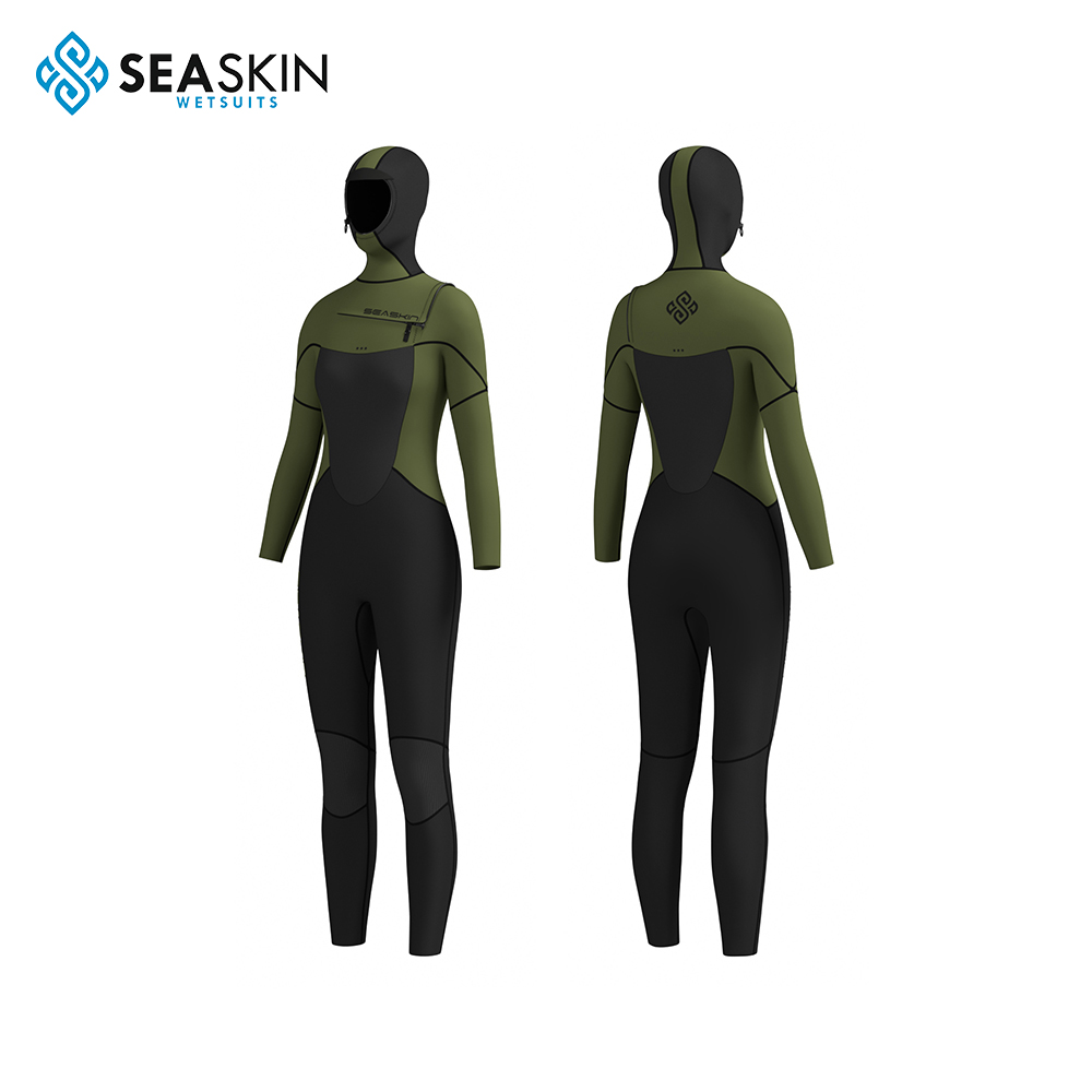 Seaskin Womens 5/4mm Wetsuits Neoprene Hooded