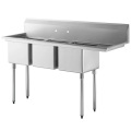 Stainless Steel 3 Compartment Sink With Right Drainboard