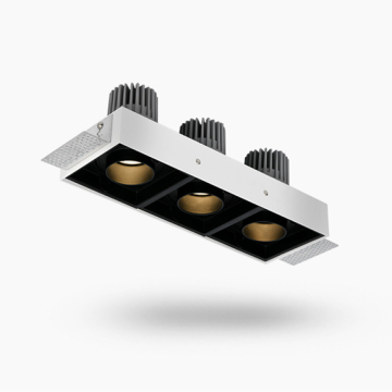 Triple Heads Rectangular Square LED Trimless Downlight 18W*3 COB Recessed Grille