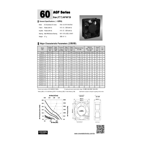 Crown 60x25 cooling DC Blower A3 Industrial cooling