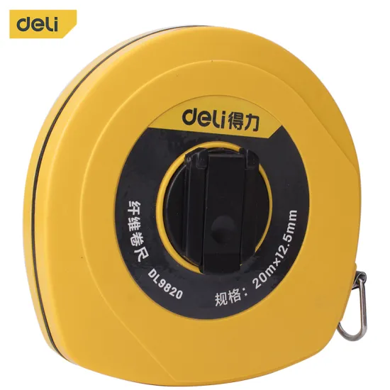Deli Tools 20/30/50m Building Construction Measuring Tape Round Case Fiberglass Blade Long Tape Measure