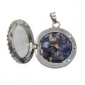 Gemstone cristal pierre brute argent 30 mm cercle vivant à mémoire flottante verrou de médaillon de médaillon