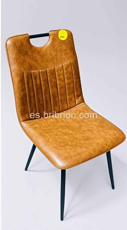 Silla PU moderna con marco de metal negro resistente