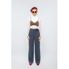 Military-Style Straight-Leg Pants with Contrast Stripes