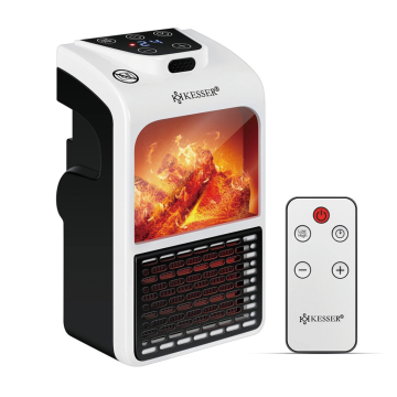 400W Flame Effect Mini Portable Electric Socket Ceramic Fan Heater with Remote Control