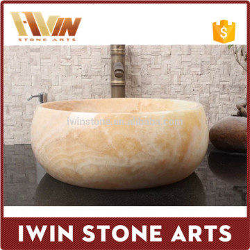 High Design Yellow Onyx Small Size Art Round Bathroom Wash Basin &Sink Price