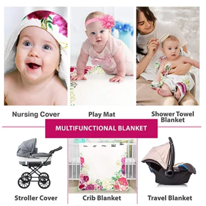 Hot Sale Printing Fleece milestone baby blanket Swaddle Milestone Blanket Photography Props