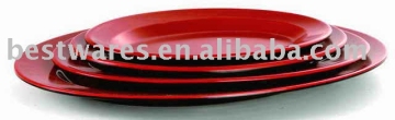 French style 10" melamine red oval plate/dish