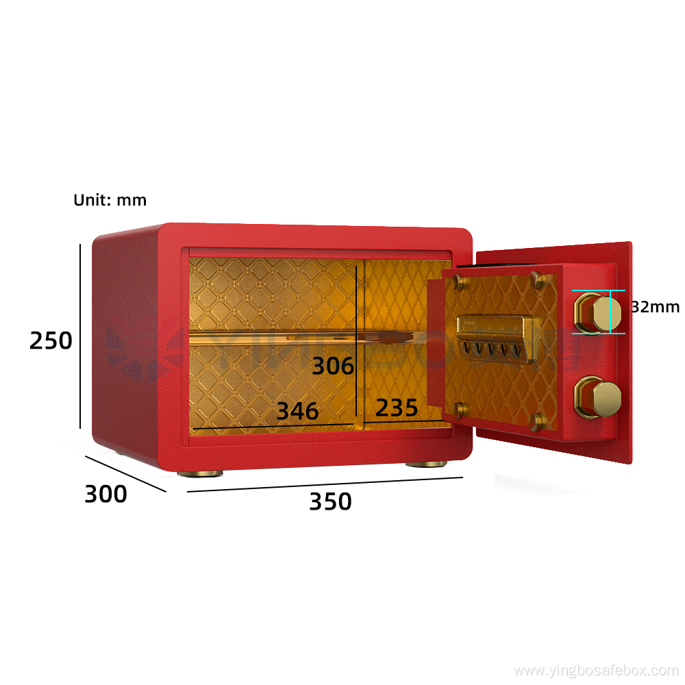 Yingbo red color small safe box for sale