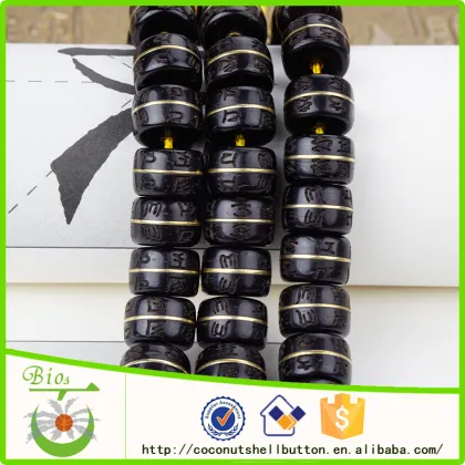 10.5x7mm natural coconut engrave mantra beads for malas