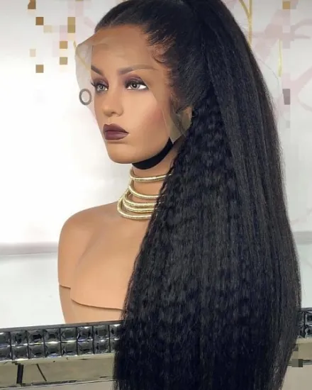 Cheap Brazilian Virgin Human Hair Kinky  Curly Yaki Straight Lace Frontal Wig Transparent Hd Full Lace Front Wig For Black Women