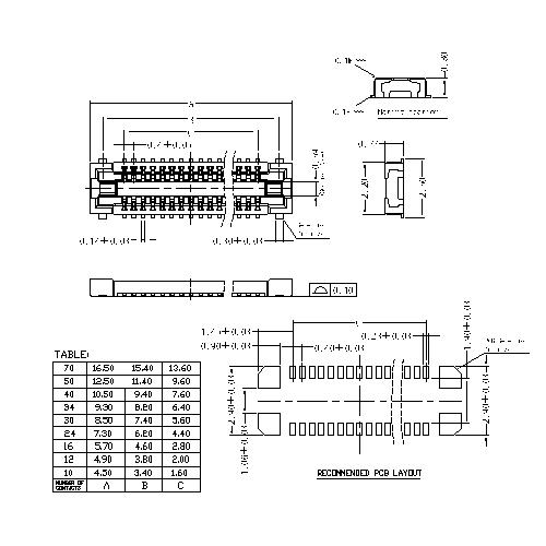 0.4mm Board to Board connector,Female, mating Height=0.80mm BB0.4F-0.8XXX02