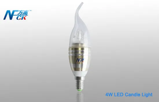 Aluminum 4w Ra90 E14 180°led Candle Light Bulbs With Cool White
