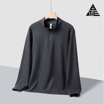 Camada de base com meio zíper de lã leve masculina