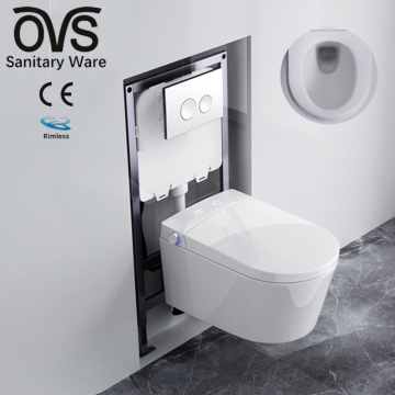 Modern White Rimless WC Sanitary Ware - Black and White Wall Hung Toilet Bowl Ceramic