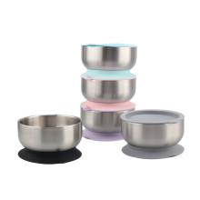 Double Wall Silicone Suction Stainless Steel Kids Bowl