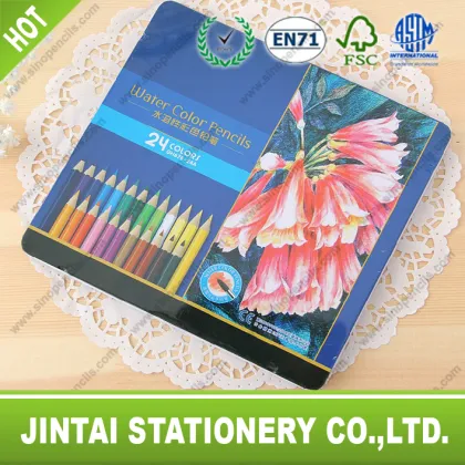 24 Water Color Pencils in Tin Box for Art Draw