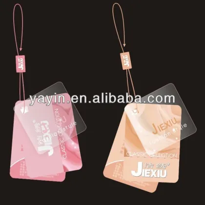 Fancy plastic garment hang tags