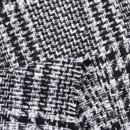 Polyester Houndstooth Luxury Wool Women Tweed Fabric