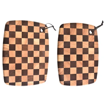 Hot-Selling Double-Sided Checkerboard Pattern Rubber Wood and Carbonized Rubber Wood Cutting Board
