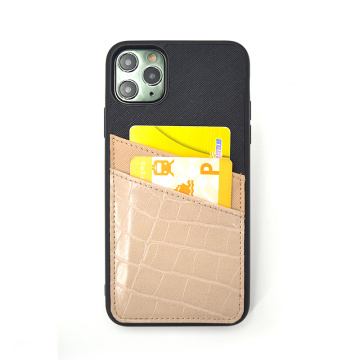 Coque de téléphone avec support de carte Crocodile Cuir