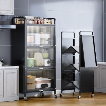 Foldable Kitchen and Garage Storage Cabinet with Wheels and Doors