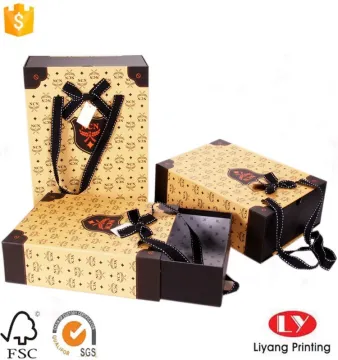 Drawer styles gift box with ribbon handle