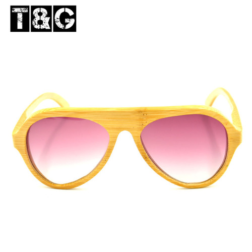 Factory price Bamboo Wood Sunglasses Pink lens