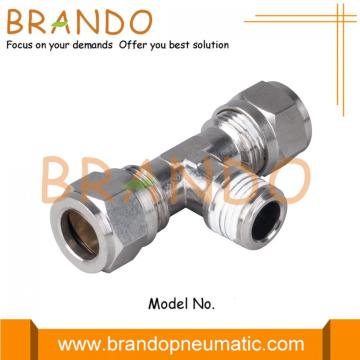 Male Branch Tee Brass Pneumatic Compression Ferrule Fittings