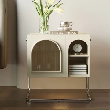 Nordic Modern Durable Bedroom Furniture: Metal Display Cabinet, Nightstand, Glass Bedside Table