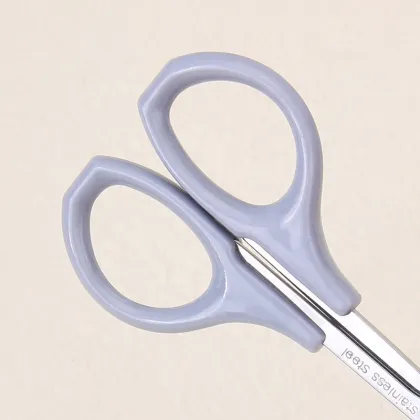 Curved Head Stainless Steel Safety Scissors for Makeup and Facial Hair Removal