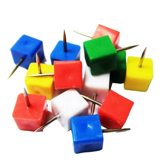 Colorful Plastic Square Thumb Tacks - Decorative Push Pins for Notice Board