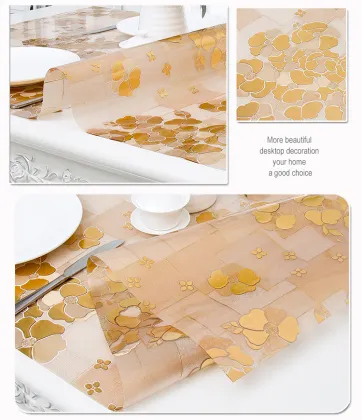 High quality pvc table cover rose gold dining table protective cover