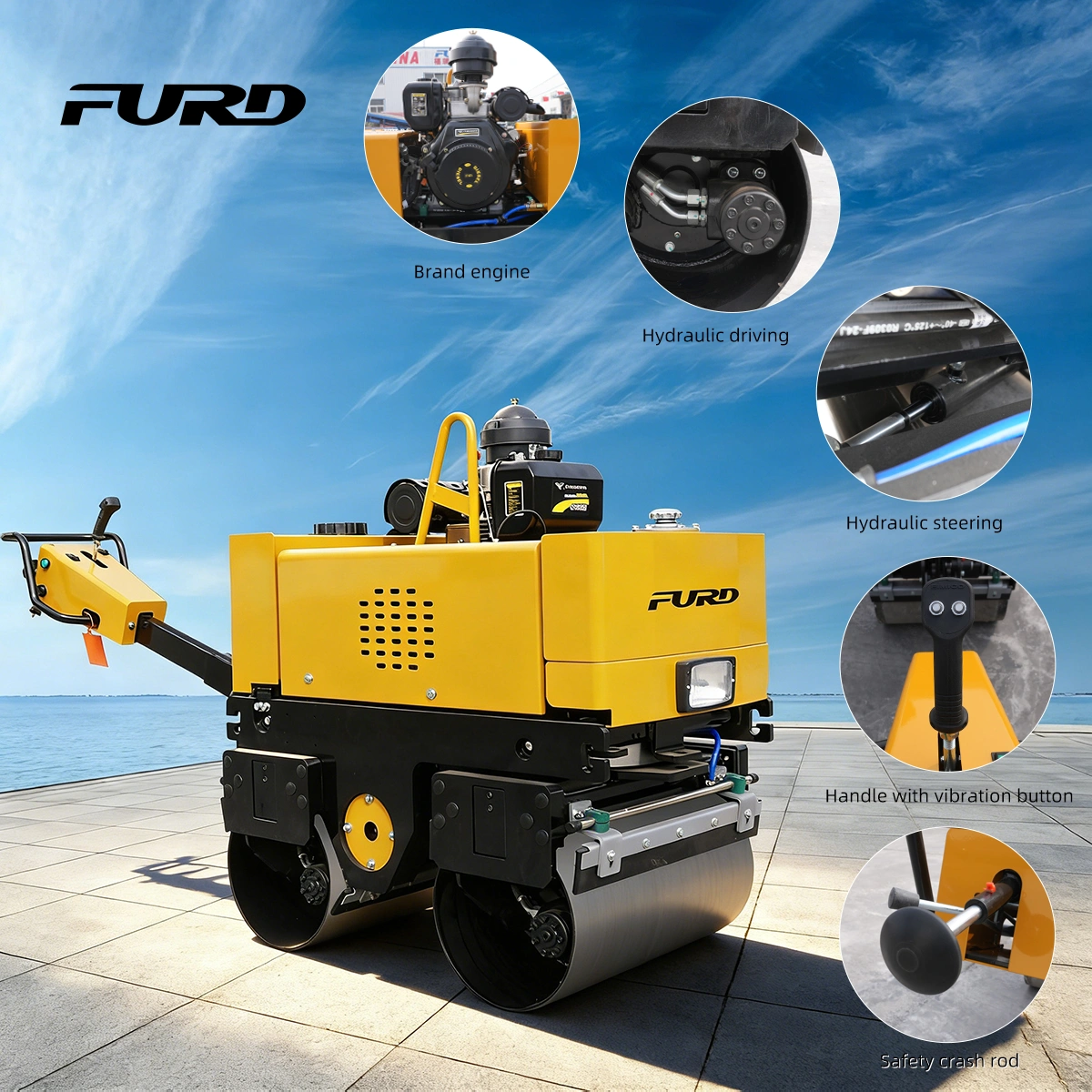 Engine Loam OEM Sheep Foot Mini Road Roller 800kg Gasoline Diesel Engine Soil Road ...