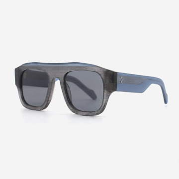 Square Fashion Lamination Acetate Male's Sunglasses 23A8080